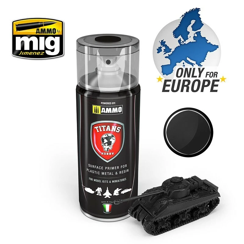 AMMO OF MIG/TITANS HOBBY PRIMER SPRAY NERO OPACO 400ml TTH100