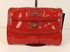 NWT MARC JACOBS RED CHERRY PATENT LEATHER POSH TWO TURNLOCK FLAPS CLUTCH $228