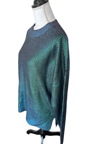Maglione Beach Riot Anthropologie Callie lamina metallizzata verde galassia lucentezza taglia XL - Foto 3 di 4