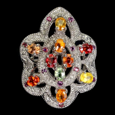 925 Sterlingsilber Ring Oval Saphir Rhodolith Edelstein Schmuck Größe 8.5 - Bild 1 von 4