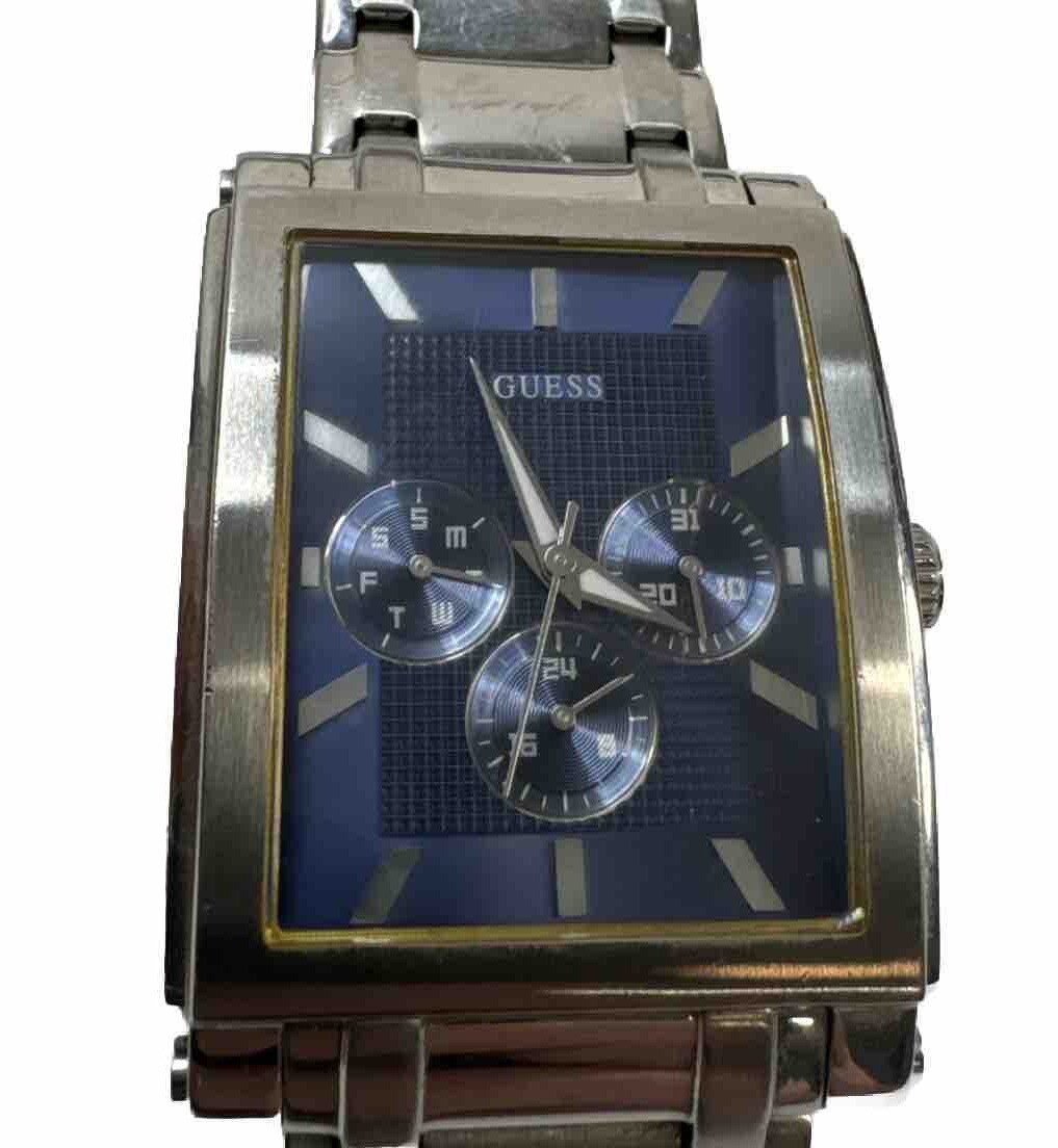Guess U11006G3 Steel Mens Watch Blue Dial Japan Movt 50 Meters