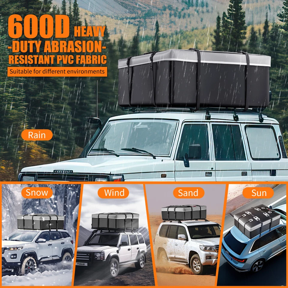 Bolsa de almacenamiento de equipaje para techo de auto Ford Explorer de 15 pies cúbicos Foto 4 de 4