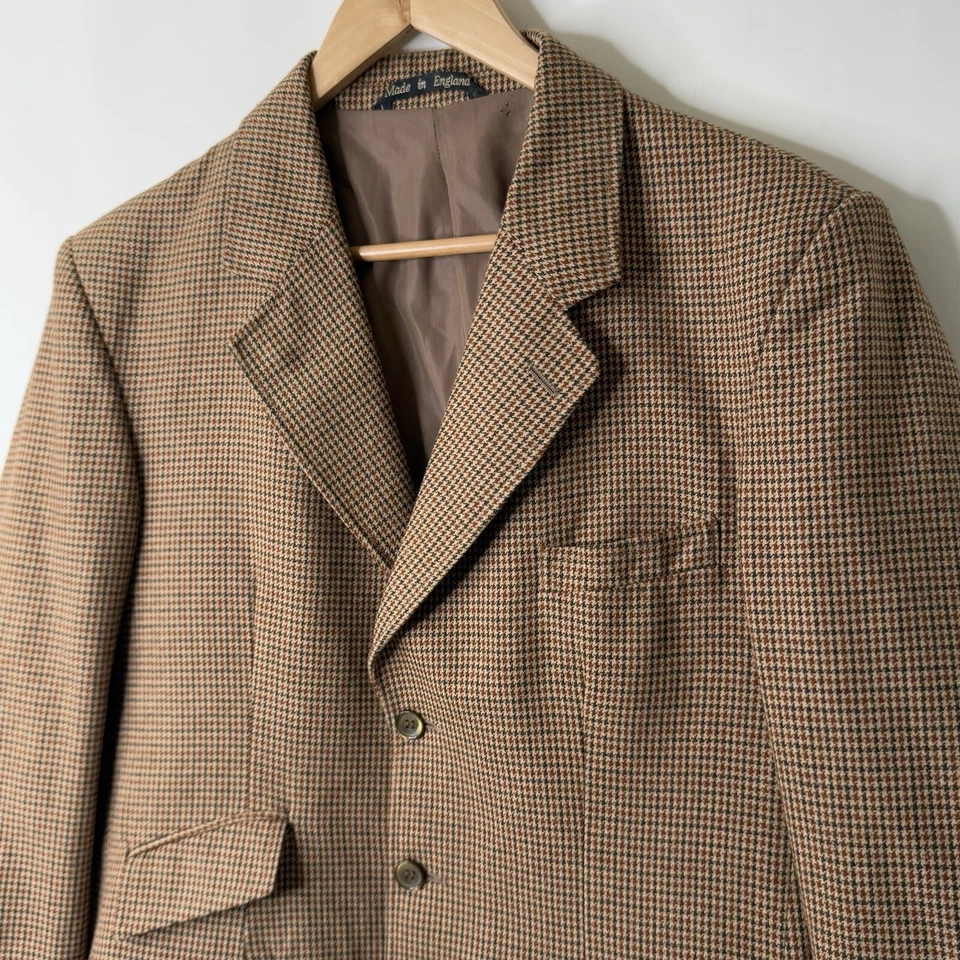 VTG Men's Tweed Houndstooth Riding Jacket Sz 42 England Equestrian Countryside - Image 3 of 4