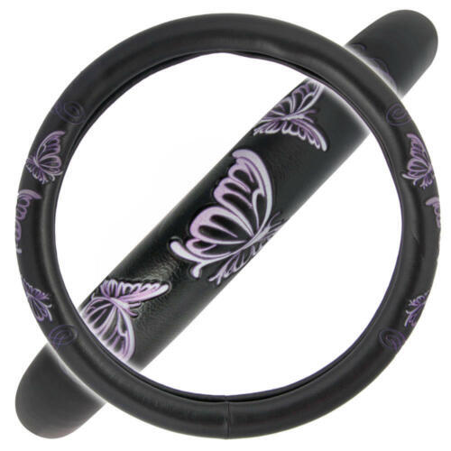 Stylish PU Leather Purple Butterfly Steering Wheel Cover for Car Truck SUV - Bild 1 von 8