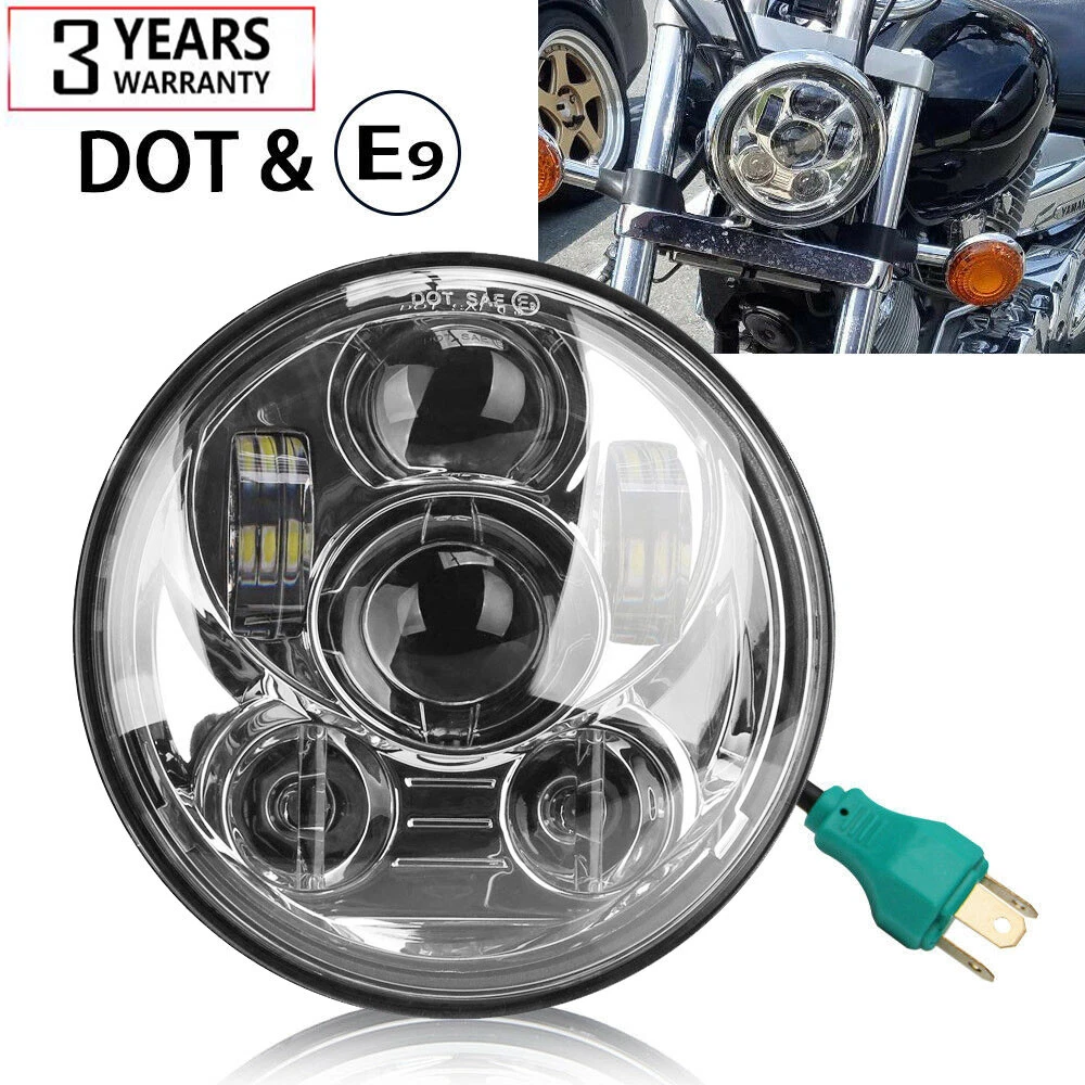 LED headlight for Suzuki Intruder 800 (2004 - 2011) - Round motorcycle optics approved