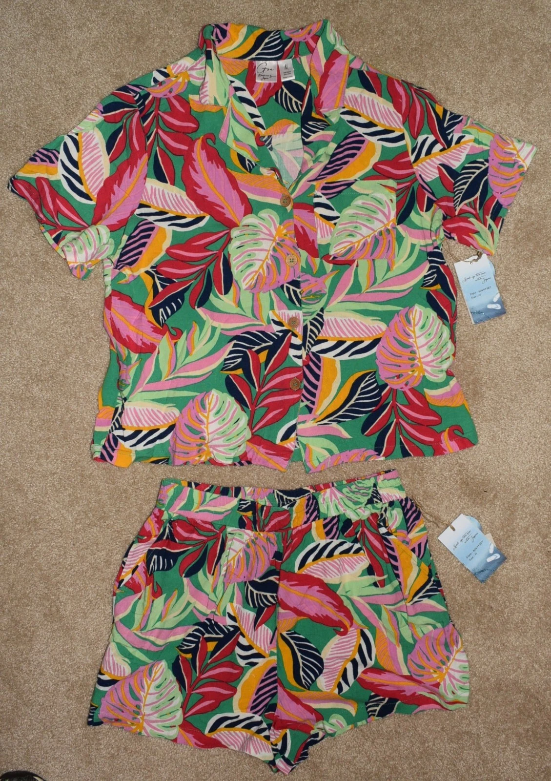 New Womens Goa Beachwear by Japna Outfit Medium Shorts Shirt Swim Coverup Set