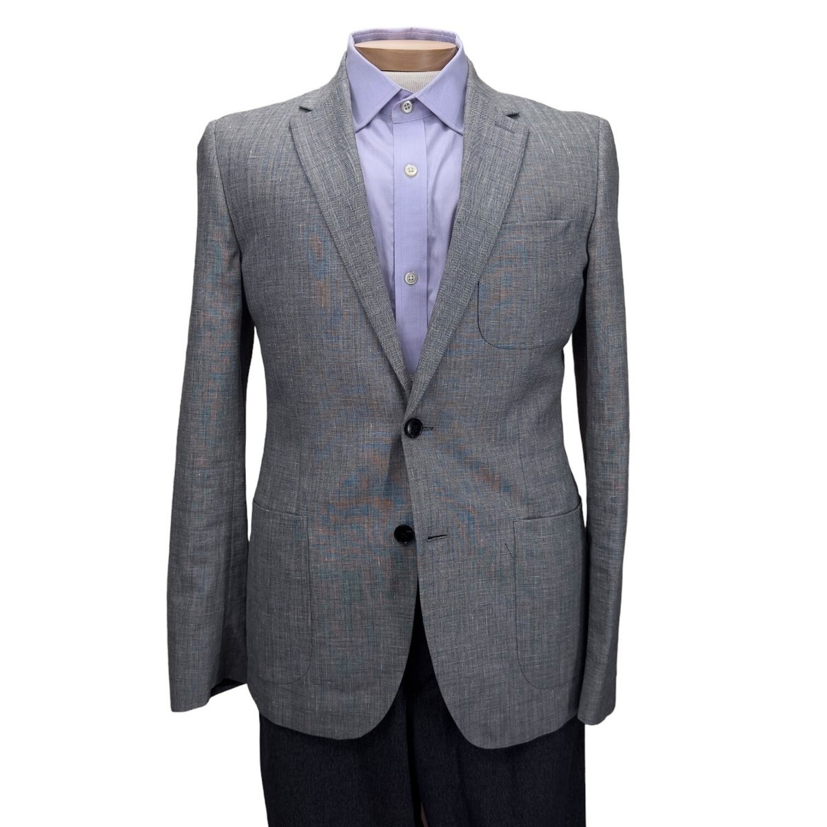 Reiss Men's Grey Linen Wool Blend Sport Coat Size 38R