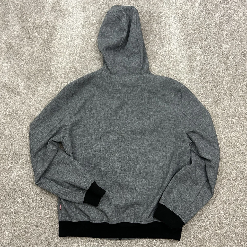 Levis Soft Shell Jacket Men’s Size Medium Gray Hooded Full Zip Outdoors - Image 2 of 4