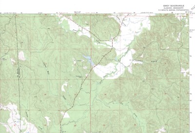Isney Quadrangle Alabama-Mississippi 1974 USGS Topo Map 7.5 Minute Topographic