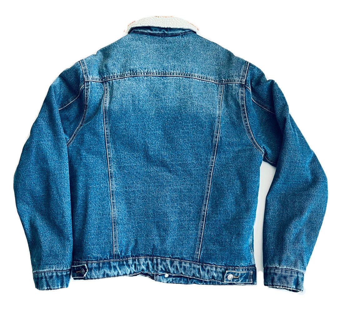 Sherpa Lined Jean Jacket Medium Wash Mountain Ridge Men's Sherpa Lined Jean Jacket Medium Wash Mountain Ridge Men's