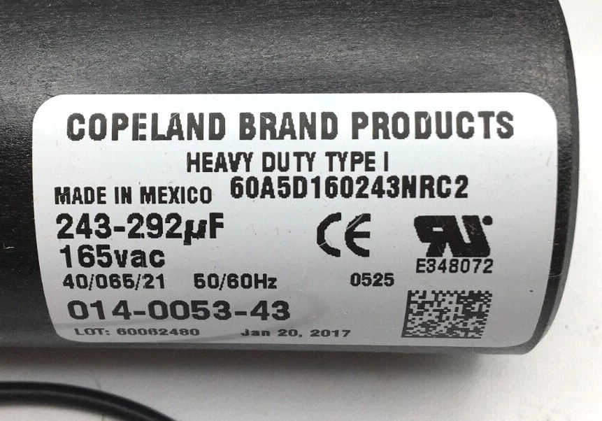 Lote de 2 condensadores de arranque tipo 1 de alta resistencia Copeland 914-0053-43 nuevos en caja Foto 4 de 4