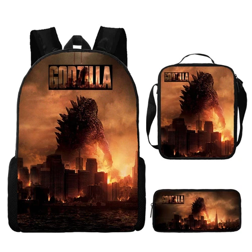 Mochila 3D Godzilla vs Kong Bolsa de libros escolares Mochila Bolsa de almuerzo Estuche para lápices Regalo - Imagen 27 de 50