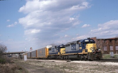 CSX Railroad Train Locomotives AKRON OH Original 1995 Photo Slide
