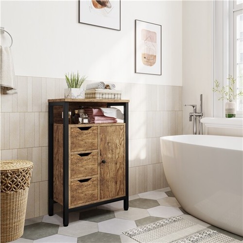 Mueble Baño de Madera Armario Baño de Suelo Armario de Almacenamiento 55x30x86cm - Imagen 2 de 22
