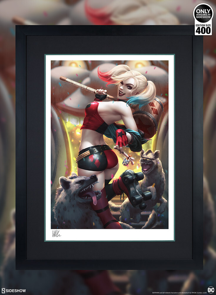 SIDESHOW EXC. ART PRINT FRAMED 289/400 HARLEY QUINN HELL ON WHEELS