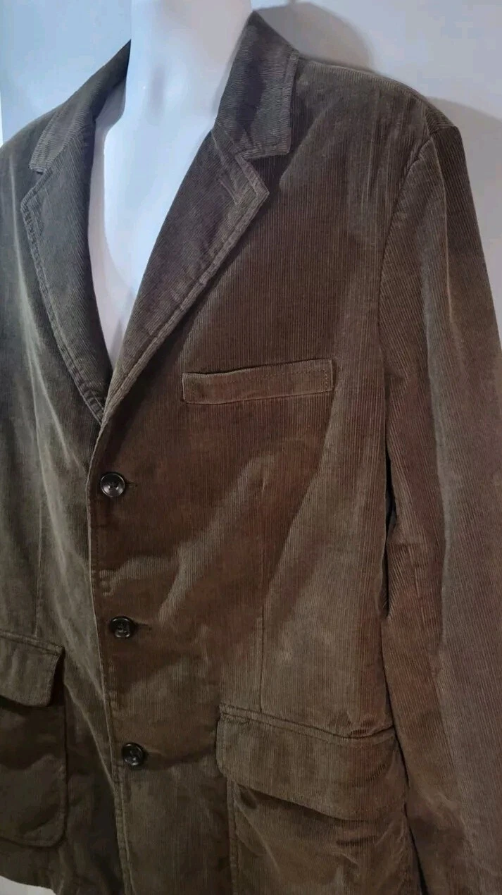 Eddie Bauer 3 Button Blazer Mens Size 46 Tall Corduroy Brown Casual Jacket