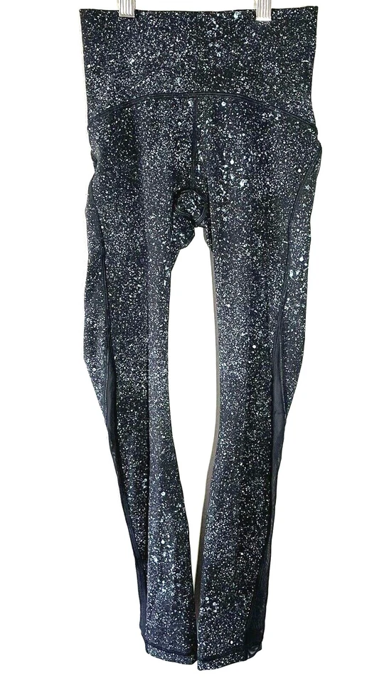 Leggings recortados moteados Lululemon malla detalles transparentes talla 2 Foto 3 de 4