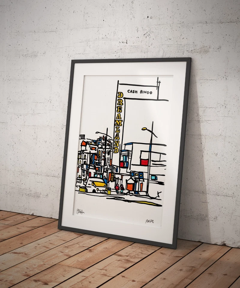 MARGATE ❤ Kent ❤ SIGNED ORIGINAL FRAMED PAINTING urban mid century boho bauhaus - Image 3 of 4