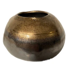 Handcrafted Bronze Glaze Finely Made 5” Minimalist Vase-Mid Century USA