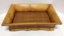 Wood Bamboo Rattan Serving Table Tray Candle Centerpiece Display Holder Basket