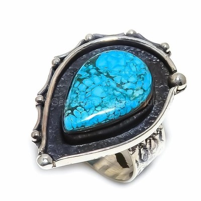 Santa Rosa Turqouise Gemstone Channel Set Ring Jewelry Size 7 Sterling Silver