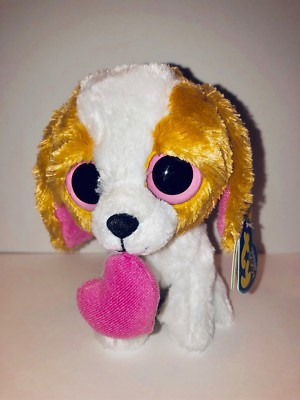 TY COOKIE W/HEART BROWN WHITE DOG 6