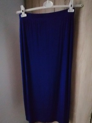 Eleganter Damenrock lang große Größe royalblau Schlitz hinten