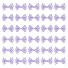 50 Stk. Mini-Schleifen 3,8x2,5cm lila/wei&szlig; Karo f&uuml;r DIY Deko