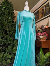 Ao Dai Nhung Xanh ngọc (S, M, L,XL) - Kèm Quần