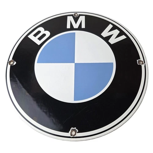 Vintage BMW Automobiles Sign - Porcelain International Garage Shop Gas Pump Sign