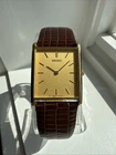 Vintage Seiko V700-5K30 Minimalist Gold Tone Tank Watch Original Band Works
