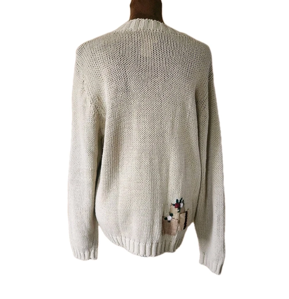 Vintage Susan Bristol Christmas Sweater Cardigan Santa Embroidered Size M Button - Image 3 of 4