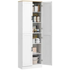 67 Freestanding Kitchen Pantry, 4-Door Storage Cabinet Organizer with
