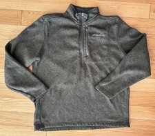 Eddie Bauer Men's XL 1/4 Zip Pullover Mock Neck Sweater Fleece Green Outdoor