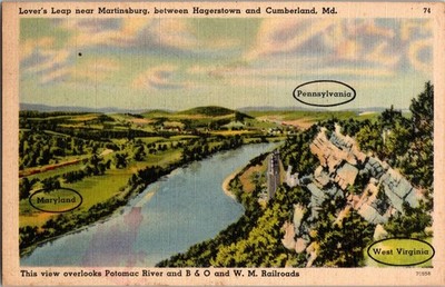 Lover's Leap Potomac River View MD WV PA Martinsburg Hagerstown Postcard