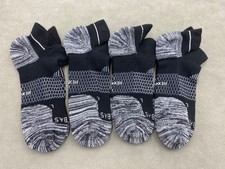 4 Pairs Bombas Size M Black Hex Tec Honeycomb Solid Women's Running Ankle Socks