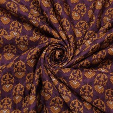 Sushila Vintage Purple Saree 100 Pure Silk Printed Floral Soft Craft Fabric