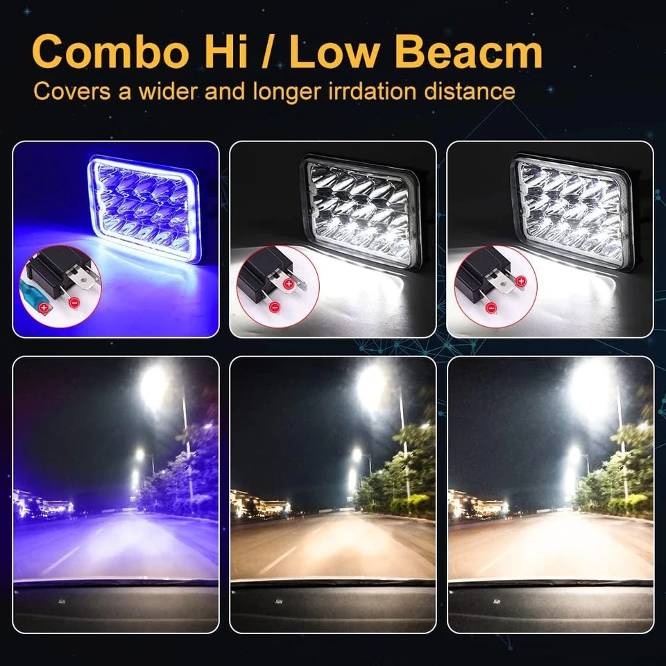 Ajuste 1981-1988 para GMC Jimmy Sierra Classic 4x4 130W 4x6" Faro LED Halo Azul Foto 4 de 4