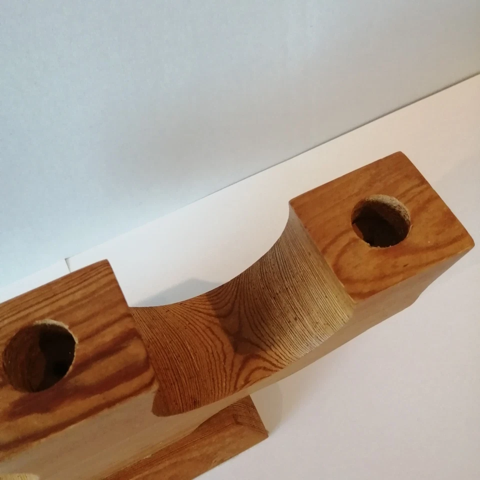 Vintage Mid Century Swedish Scandi Style Solid Pine Candleabra Candlestick 3 Arm - Image 4 of 4