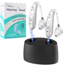 Hearing Aids For Seniors, Rechargeable Amplifier With Noise Reduction Silver