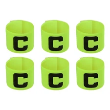 6Pcs 11.8"x2.8" Soccer Captain Armband Nylon Elastic Protective Badge Green