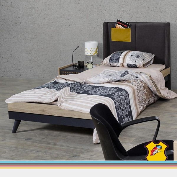 Bett Holz Betten Bettgestell Jugendzimmer Kinderzimmer Schwarz Einzelbett-image