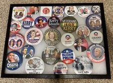Mounted Presidential Campaign Pins Lot 2000-2012 Bush Obama Biden Clinton Kerry