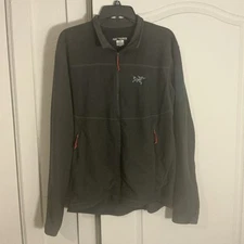Arc'teryx Jacket Mens Large Dark Gray Full Zip Polartec Waffle Knit Fleece