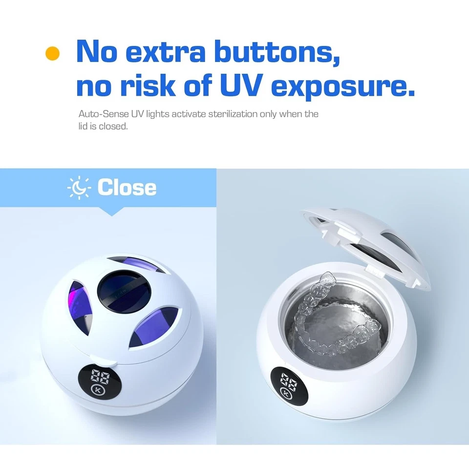 Máquina limpiadora de retenedor ultrasónico 45KHz, limpiador de dentaduras 230ML para retenedor, Foto 3 de 4