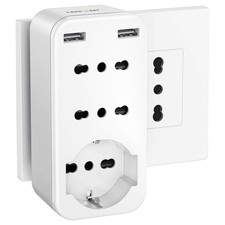 LENCENT Multipresa Salvaspazio con 16A Spina Elettrica Italiana Presa Multipla