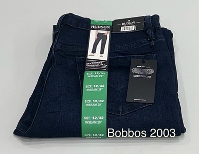 Hudson Women's Mid-Rise Signature Pockets Straight Jeans, Obscurity Blue, 12/32