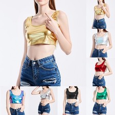 Tops Clubwear Clubwear Danse Pour Dance Punk Crop Gilet Sexy Slim Sans Manches