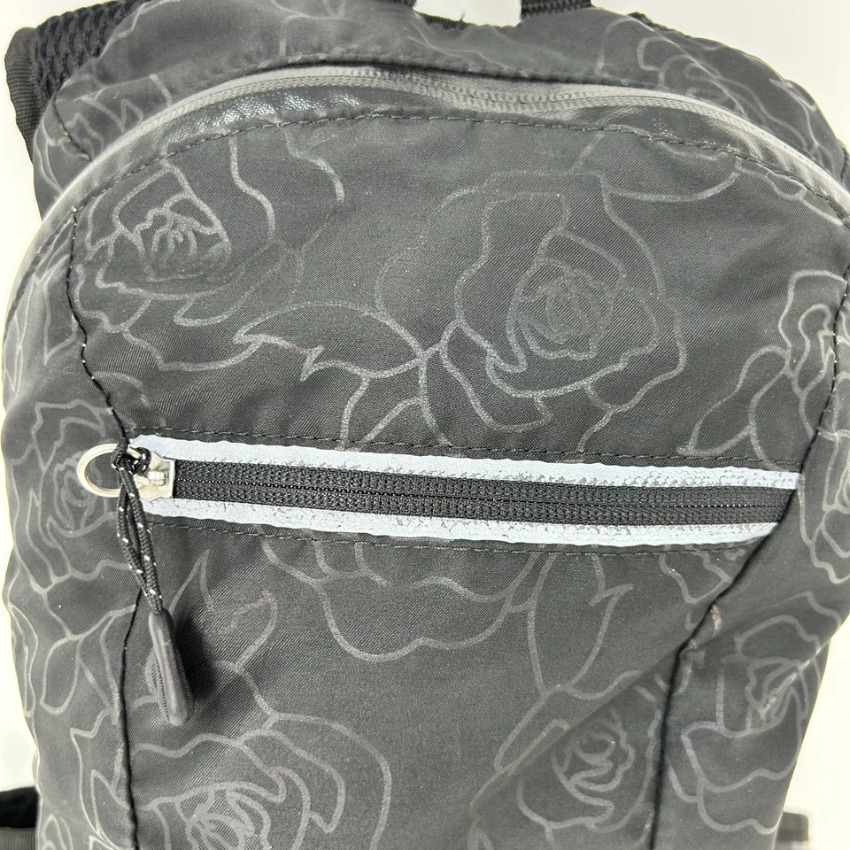 Old Navy Women's Black Floral Backpack Multi Compartment Athletic Gym Travel - Image 3 of 4