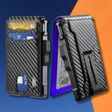 Men's Slim PopUp Bifold Carbon Fiber Wallet, RFID Blocking, Money Clip, Men Gift